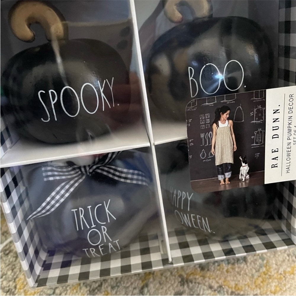 New NIB Rae Dunn Halloween mini pumpkin decor set